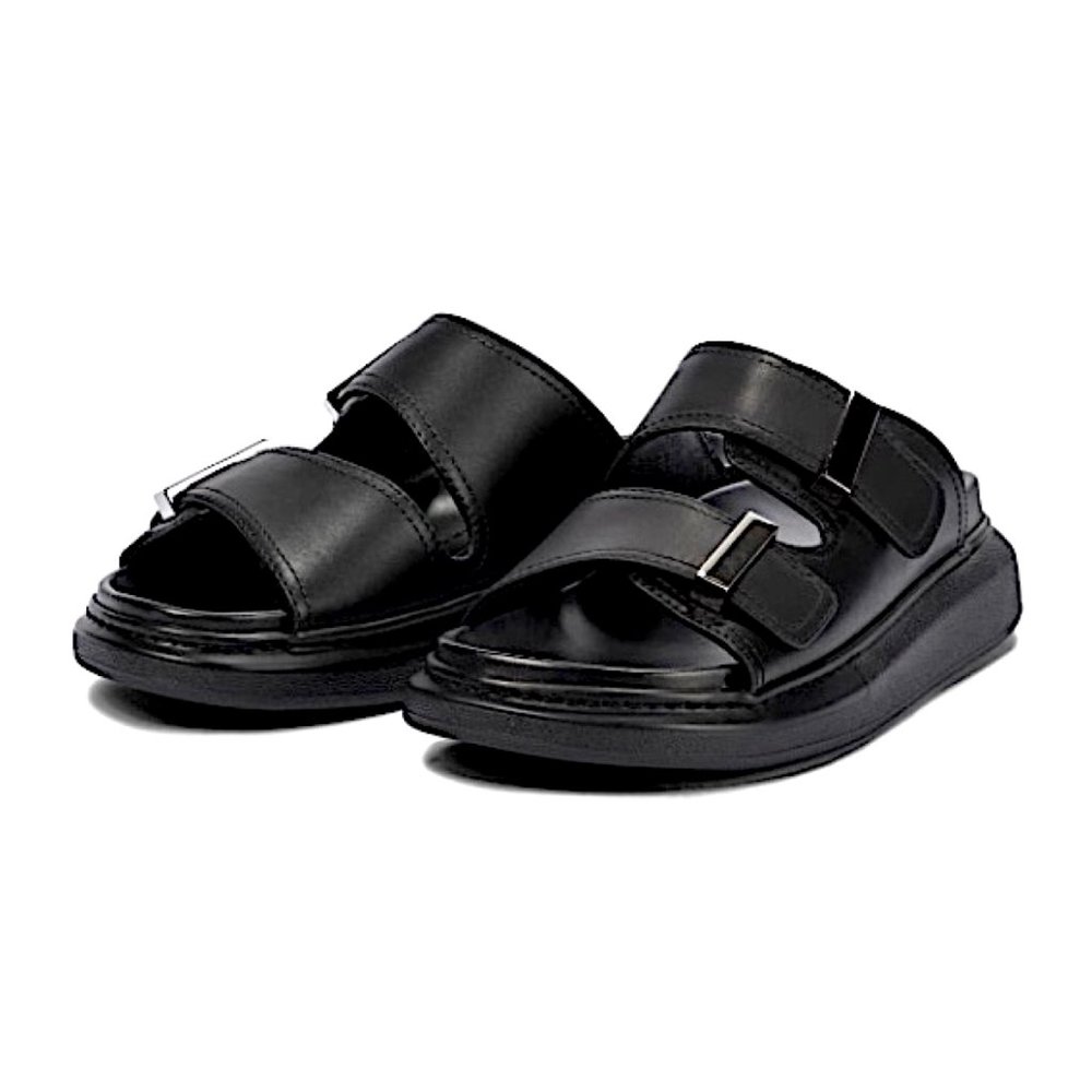 Alexander McQueen Black Leather Hybrid Sandals